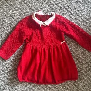 Janie and Jack Red Cable Knit Sweater Dress 12-18 months